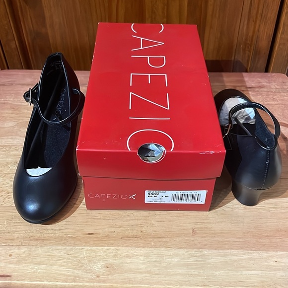 Capezio Shoes Tap Jr. Footlight 550X Black size 3M New in Box - Picture 4 of 5